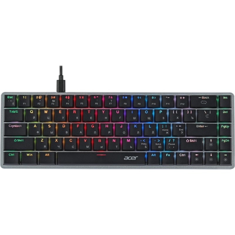 Клавиатура Acer OKW302 механичес. серебр. USB for gamer LED (ZL.KBDCC.01C)