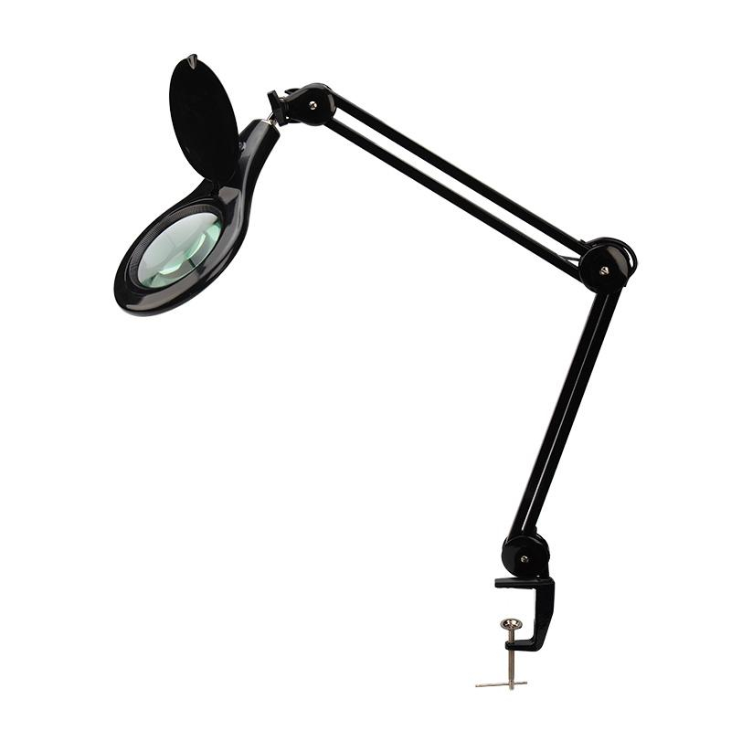 Лупа на струбцине REXANT, круглая, 5D, с подсветкой 56 SMD LED, черная