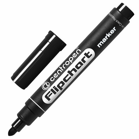 Маркер для бумажного флипчарта ЧЕРНЫЙ CENTROPEN, НЕПРОПИТЫВАЮЩИЙ, 2,5 мм, 8550