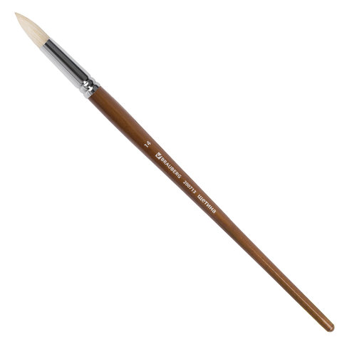 Кисть художественная профессиональная BRAUBERG ART CLASSIC, щетина, круглая, № 14, длинная ручка