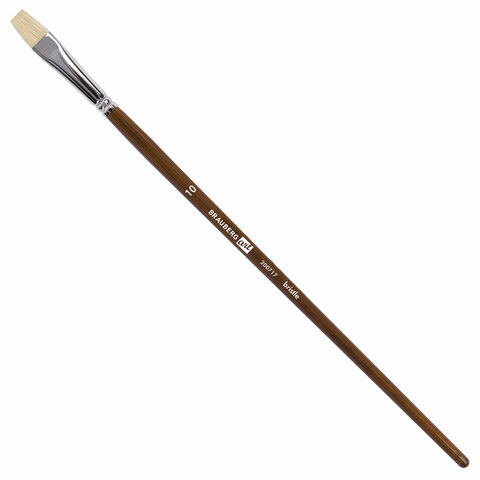 Кисть художественная профессиональная BRAUBERG ART CLASSIC, щетина, плоская, № 10, длинная ручка