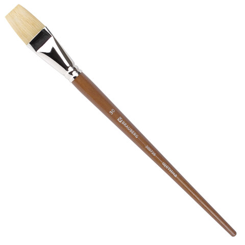 Кисть художественная профессиональная BRAUBERG ART CLASSIC, щетина, плоская, № 30, длинная ручка