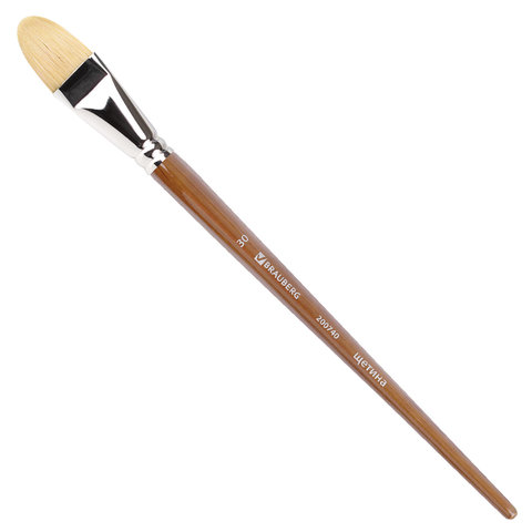 Кисть художественная профессиональная BRAUBERG ART CLASSIC, щетина, овальная, № 30, длинная ручка