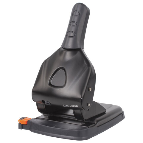 Дырокол металлический МОЩНЫЙ BRAUBERG "Heavy duty" до 65 л., эргономичный, черный