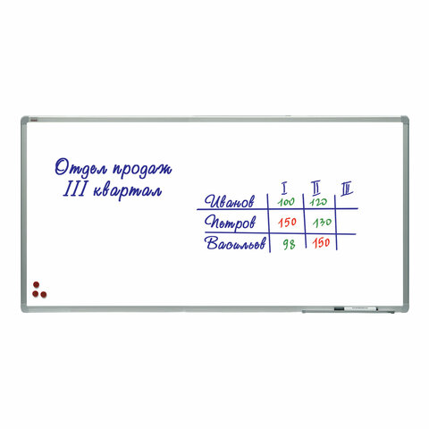 Доска магнитно-маркерная 120х240 см, алюминиевая рамка, лаковое покрытие, 2х3, TSA1224