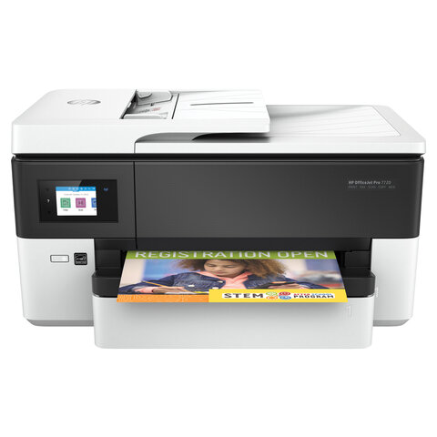 МФУ струйное HP OfficeJet Pro 7720 "4 в 1" А3, 22 стр./мин, 30000 стр./мес., 4800х1200, ДУПЛЕКС, АПД, Wi-Fi, сетевая карта