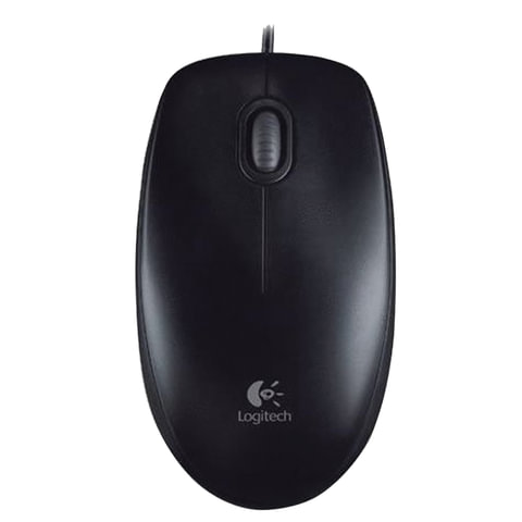 Мышь проводная LOGITECH B100, USB, 2 кнопки + 1 колесо-кнопка, оптическая, черная