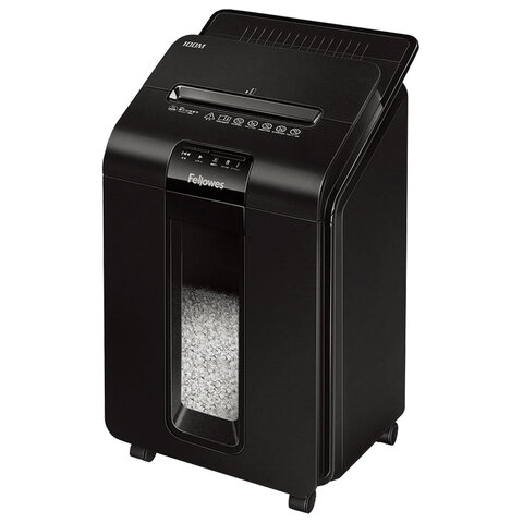 Уничтожитель (шредер) FELLOWES AUTOMAX 100M, 4 уровень секретности, фрагменты 4х10 мм, 100 листов, корзина 23 литра, FS-462
